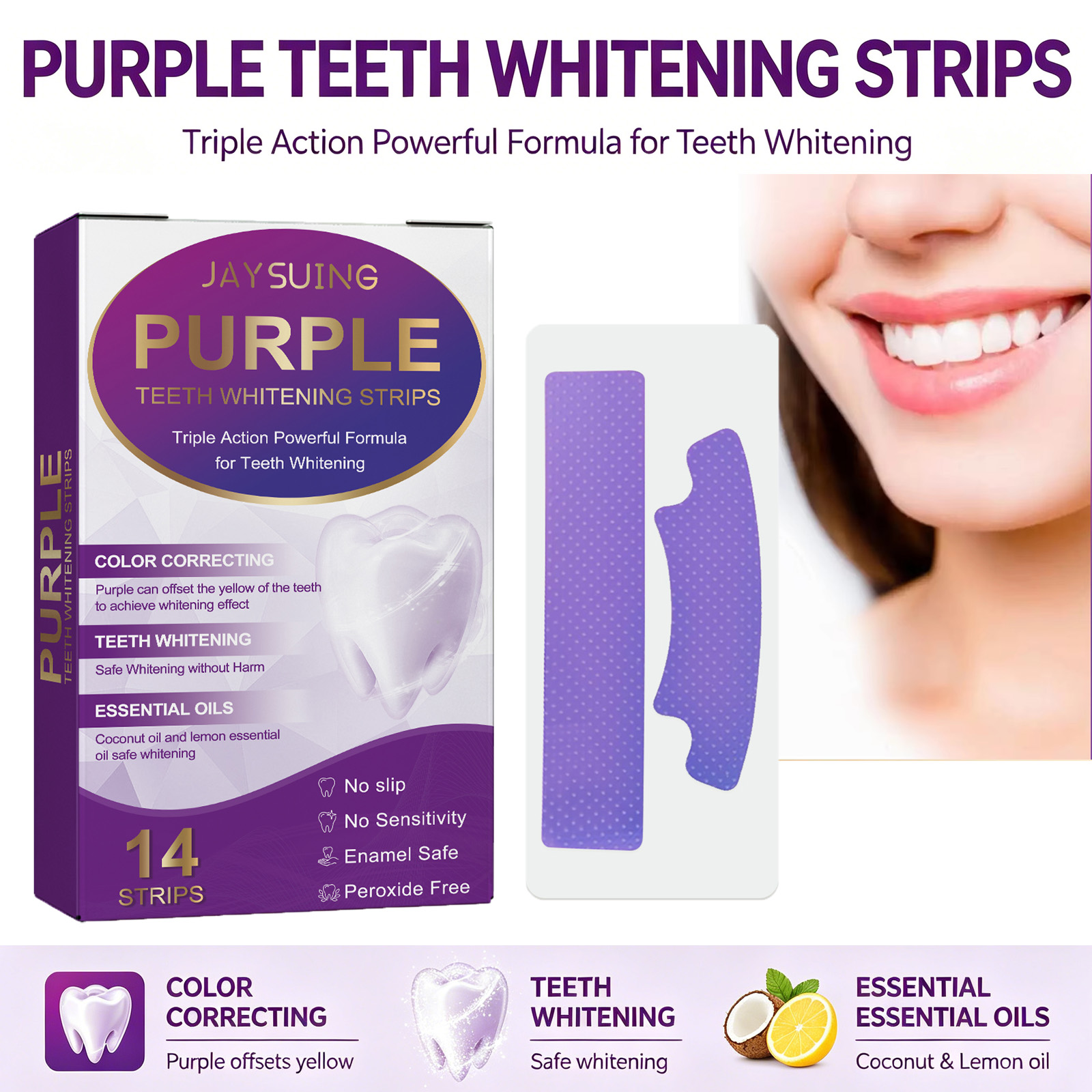 Teeth Whitening With Coconut Oil - Strip Pemutih Gigi Ungu Mencerahkan Penghilang