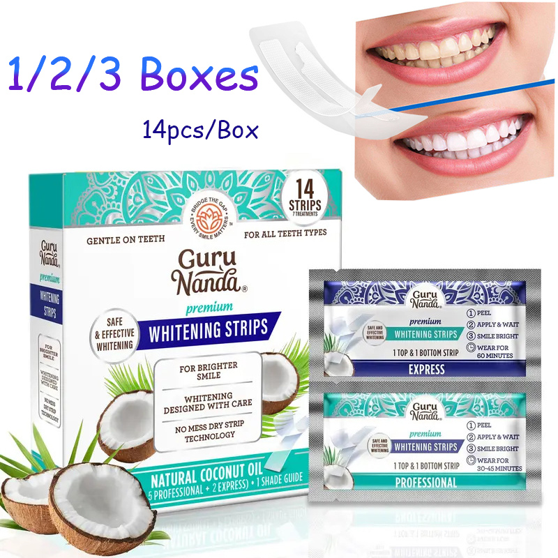 Teeth Whitening With Coconut Oil - 14pcs/kotak Strip Pemutih Gigi Minyak Kelapa,