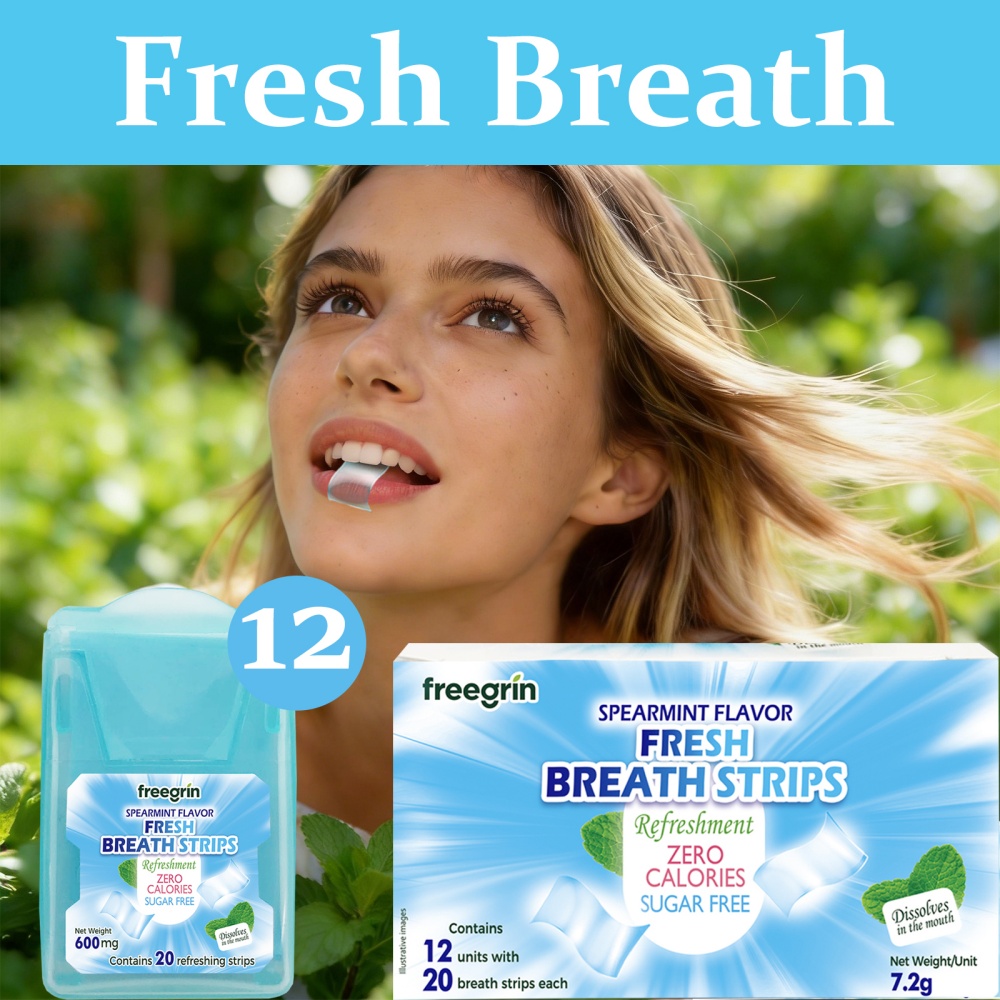 Teeth Whitening Fast - FREEGRIN Strip Penyegar Napas Rasa Spearmint,