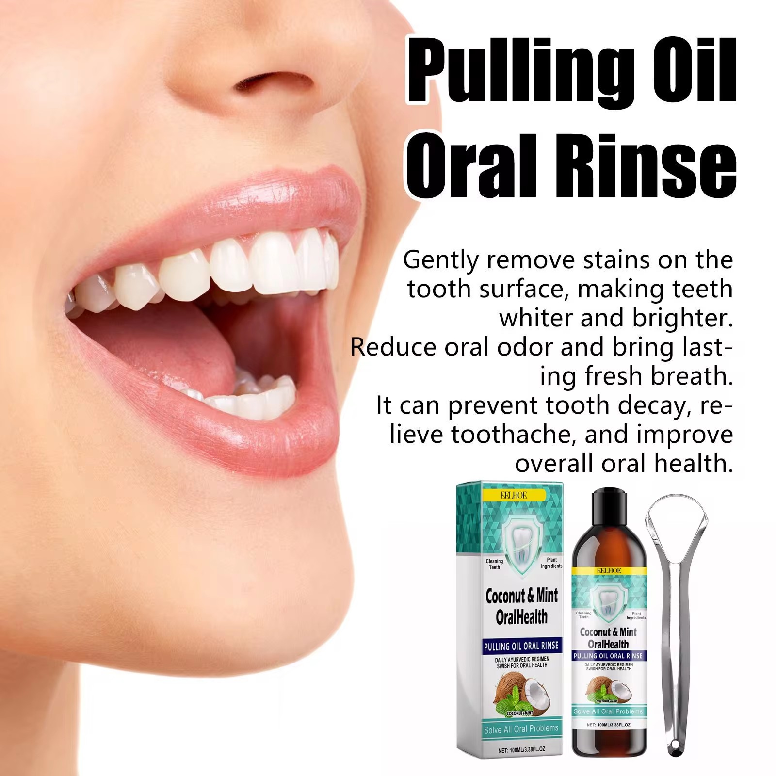 EELHOE Minyak Kelapa Mint Mena - Teeth Whitening With Coconut Oil ulasan dan harga
